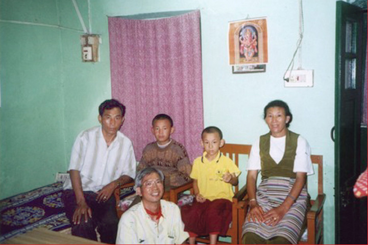 Mr. Lau with Yangsi and his family in home, India