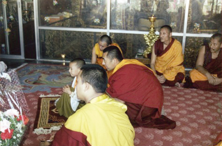 Yangsi receiving novice vows from H.E.Chogye Trichen Rinpoche in Nepal, 2001